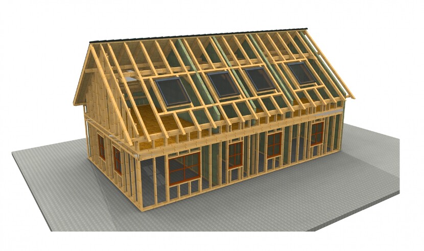 Vizualizace - dřevostavba Komfort, zakázková výroba Kasalova pila
