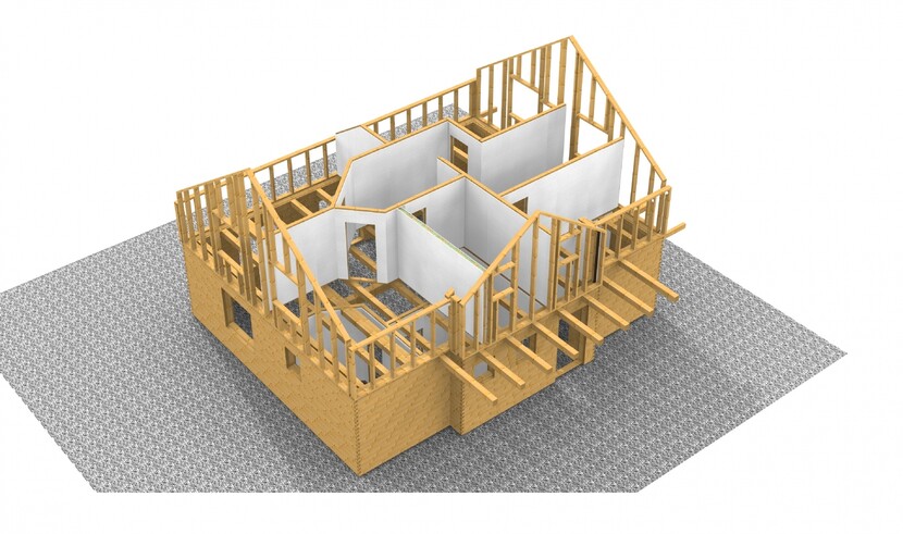 Vizualizace roubené stavby - typ Roubenka 3, zakázková výroba Kasalova pila
