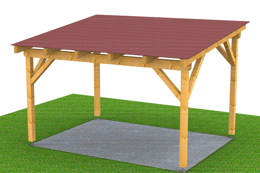 Vizualizace - pergola 3x4 m pultová, zakázková výroba Kasalova pila