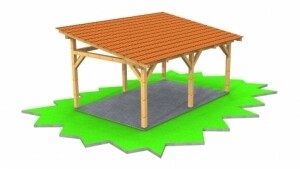 Vizualizace garážového stání pro 1 auto - pultová střecha.