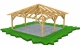 Konstrukce garážového stání - vizualizace s valbovou střechou